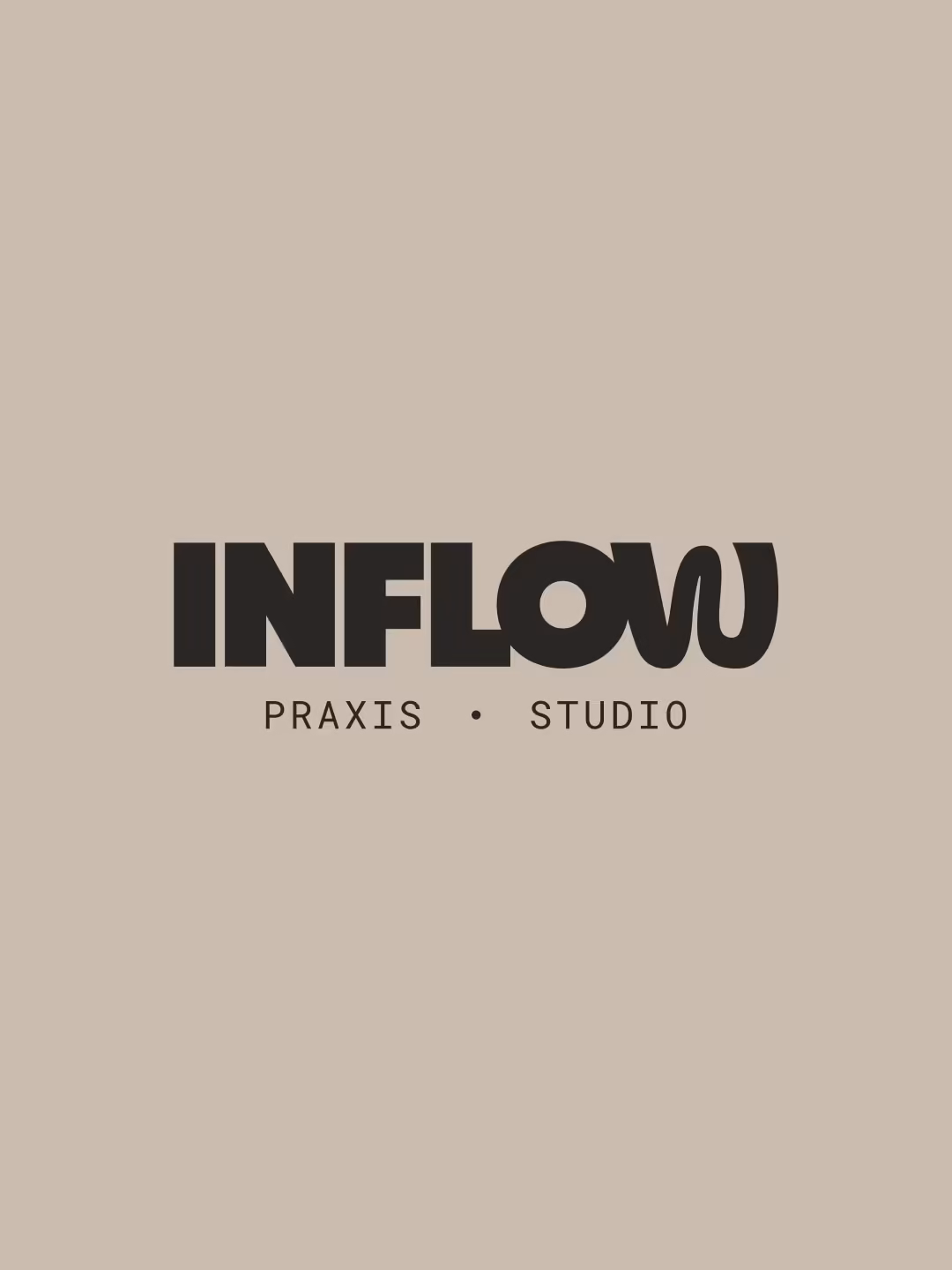 INFLOW-Logo mit dem Zusatz Praxis und Studio auf beigem Hintergrund